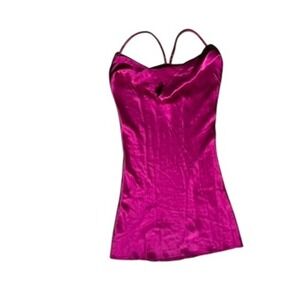 Naked Princess Pink 100% Silk Slip Dress Petite Small Spaghetti Strap Chemise